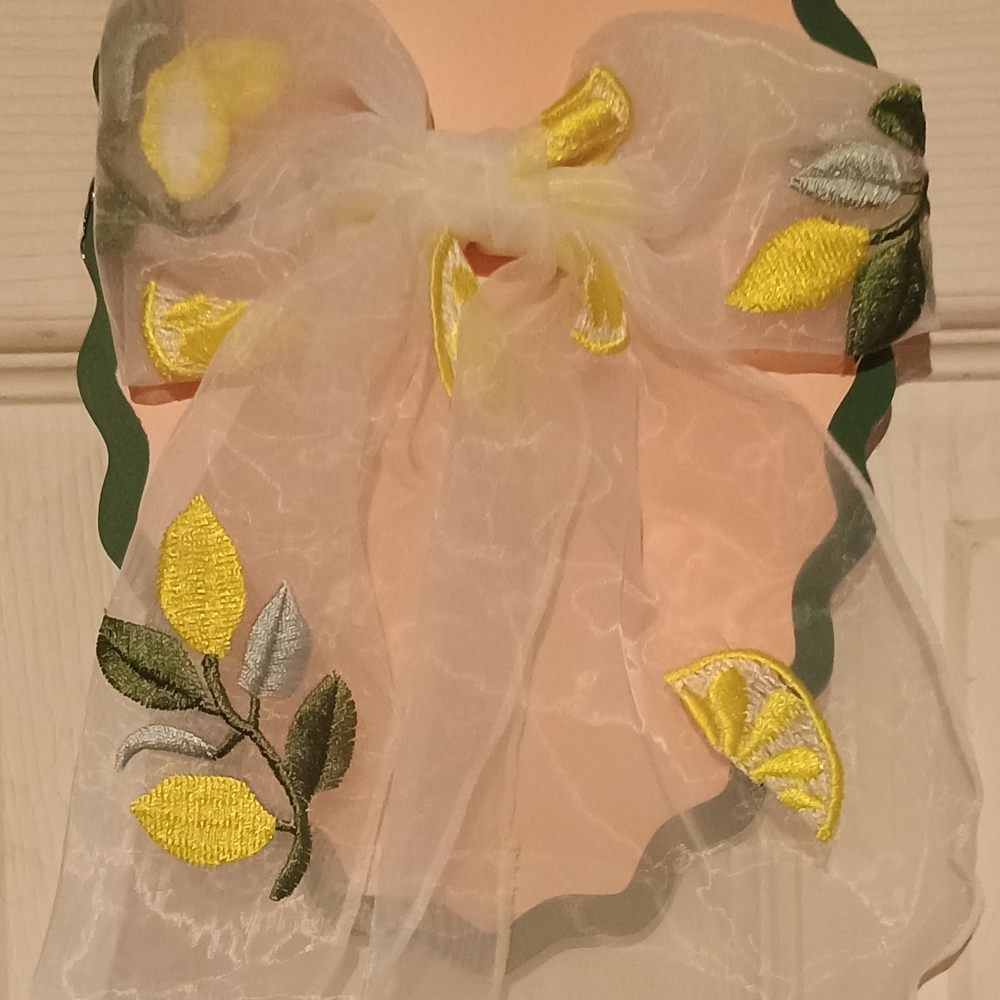 Sheer Lemon Embroidered Scarf
